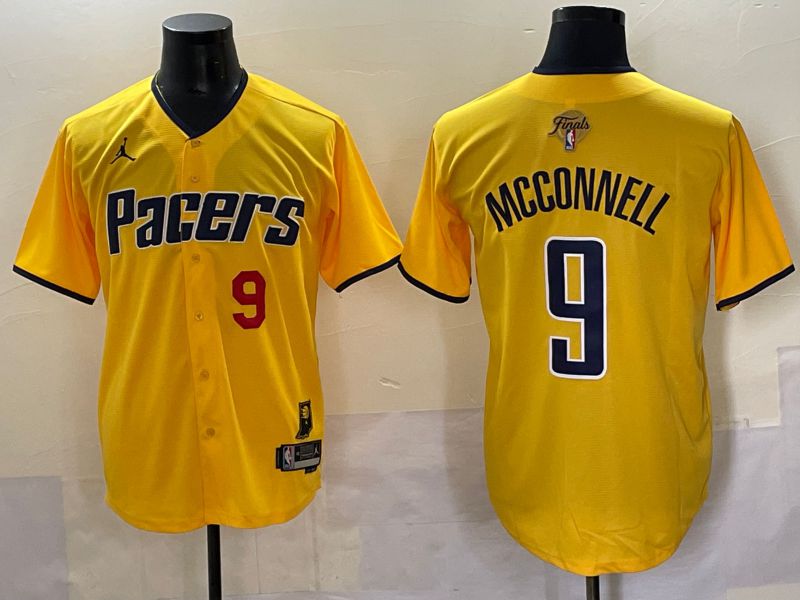 Men 2025 Indiana Pacers 9 Mcconnell Yellow Joint Name NBA Jersey style 25